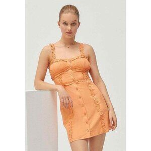 UO London Orange Ruffle Detail Button-Down Mini Dress Size XS